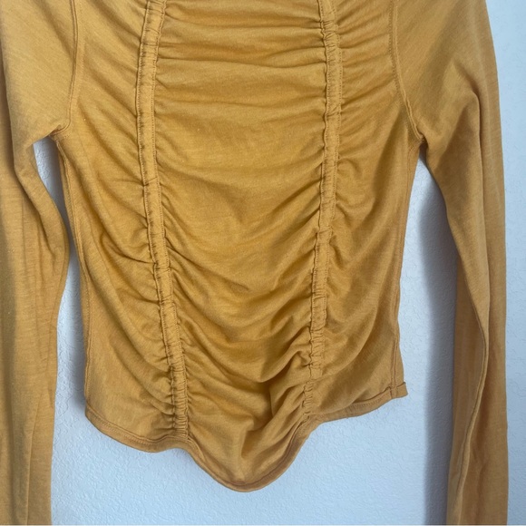 Free People We The Free Stella Long-Sleeve Yellow Mustard Size Small - Picture 2 of 7